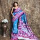 Butterfly Blue Soft Mulmul Cotton Saree
