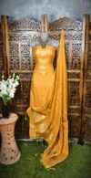 Butterfly-Gold Light Orange Unstitched 2 Piece Jamdani Suit Set
