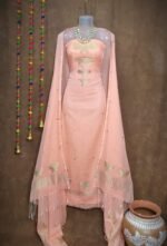 Butterfly-Gold Rose Fog Unstitched 2 Piece Jamdani Suit Set