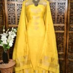 Butterfly-Gold Yellow Unstitched 2 Piece Jamdani Suit Set