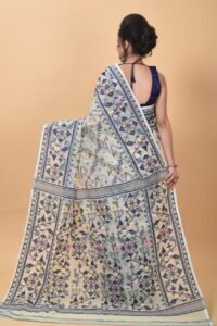 Dark Cream Soft Dhakai Jamdani Saree