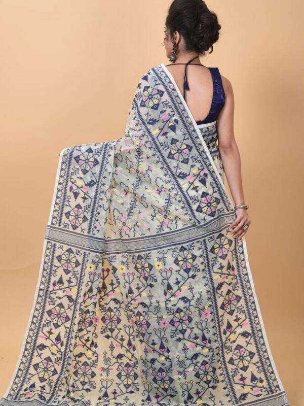 Dark Cream Soft Dhakai Jamdani Saree
