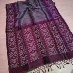 Dark Grey Pure Gachi Tussar By Gachi Tussar Handloom Jamdani Sari With Blouse Piece