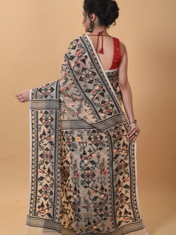 Dark Vanilla Soft Dhakai Jamdani Saree