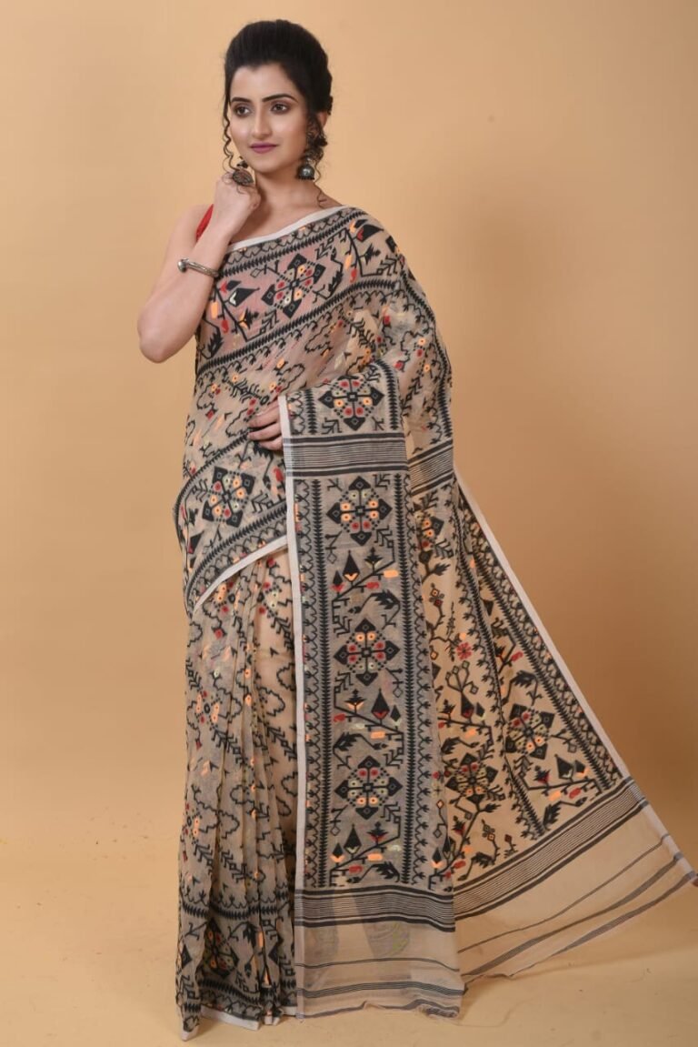 Dark Vanilla Soft Dhakai Jamdani Saree
