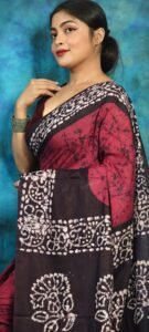 Deep Rose Soft Mom Batik Saree