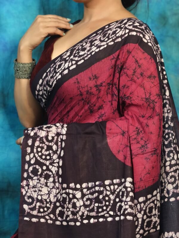 Deep Rose Soft Mom Batik Saree