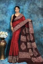 Dull Red Soft Mom Batik Saree