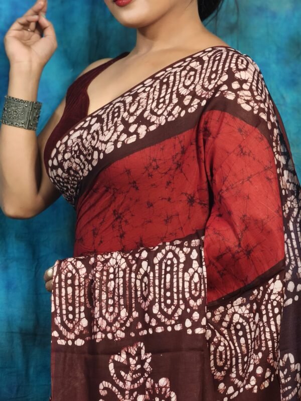 Dull Red Soft Mom Batik Saree