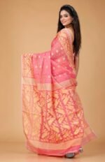 Faded Red Soft Buti Korat Jamdani Saree With Blouse Piece