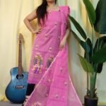 Ful Bahar Bashful Pink Unstitched 2 Piece Jamdani Suit Set