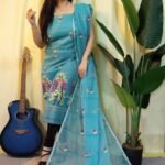 Ful Bahar Dirty Blue Unstitched 2 Piece Jamdani Suit Set