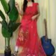 Ful Bahar Red Unstitched 2 Piece Jamdani Suit Set