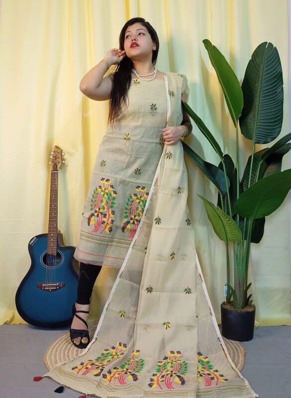 Ful Bahar Vanilla Unstitched 2 Piece Jamdani Suit Set