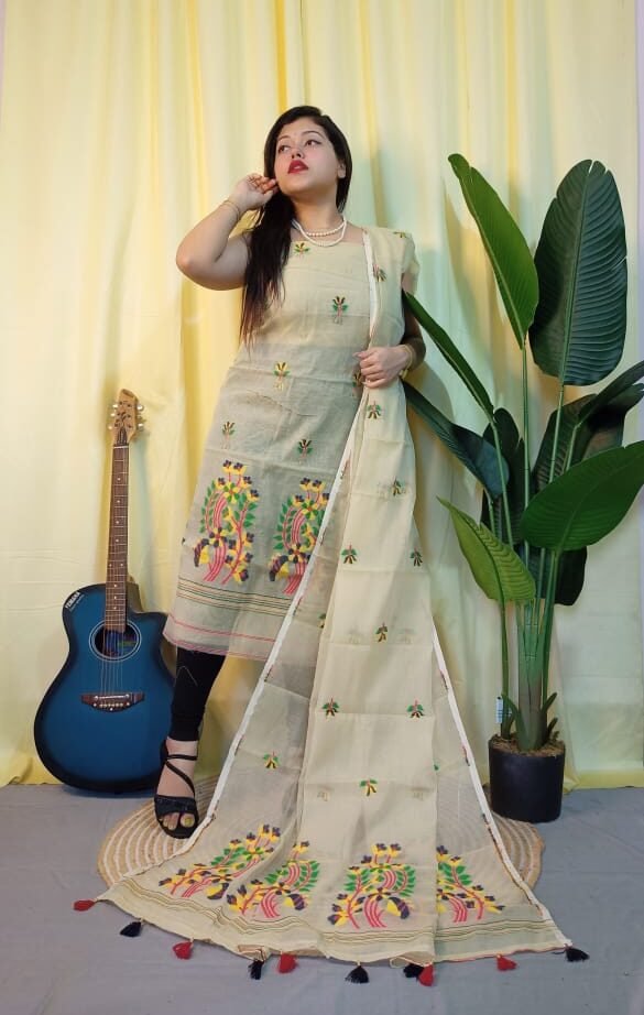 Ful Bahar Vanilla Unstitched 2 Piece Jamdani Suit Set