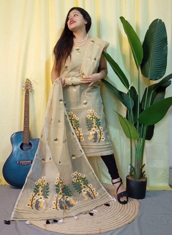 Ful Bahar Vanilla Unstitched 2 Piece Jamdani Suit Set