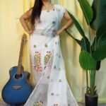 Ful Bahar White Unstitched 2 Piece Jamdani Suit Set