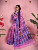 Gardenia Soft Bashful Pink Jamdani Sari With Blouse Piece