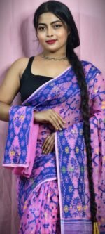 Gardenia Soft Bashful Pink Jamdani Sari With Blouse Piece