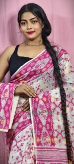 Gardenia Soft Cream Jamdani Sari With Blouse Piece