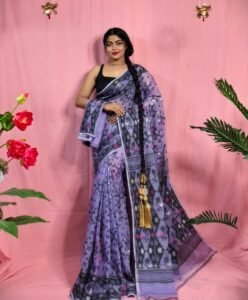 Gardenia Soft Lavender Purple Jamdani Sari With Blouse Piece
