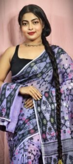 Gardenia Soft Lavender Purple Jamdani Sari With Blouse Piece