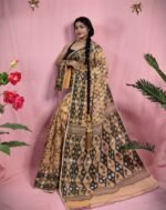 Gardenia Soft Light Coffee Jamdani Sari With Blouse Piece