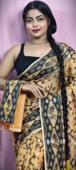 Gardenia Soft Light Coffee Jamdani Sari With Blouse Piece