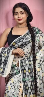 Gardenia Soft Off White Jamdani Sari With Blouse Piece