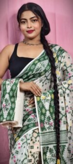 Gardenia Soft Pastel Grey Jamdani Sari With Blouse Piece