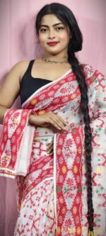 Gardenia Soft White Jamdani Sari With Blouse Piece