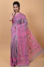 Gray Soft Dhakai Jamdani Saree