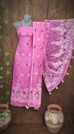 Jhumka Lota Lavender Pink Unstitched 2 Piece Jamdani Suit Set