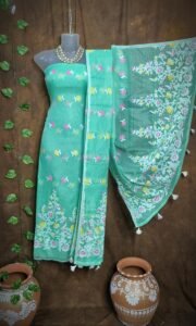 Jhumka Lota Light Firoza Unstitched 2 Piece Jamdani Suit Set