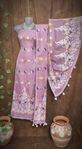 Jhumka Lota Light Mauve Unstitched 2 Piece Jamdani Suit Set