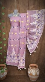 Jhumka Lota Light Mauve Unstitched 2 Piece Jamdani Suit Set