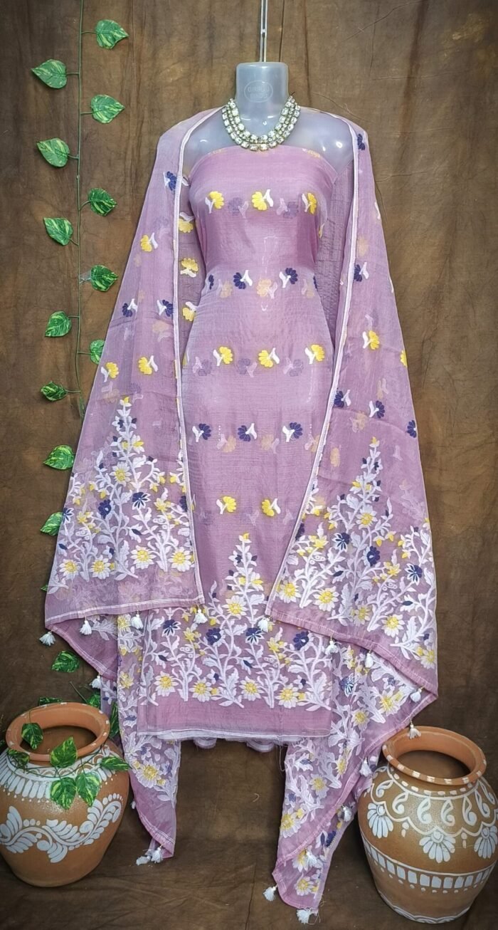 Jhumka Lota Light Mauve Unstitched 2 Piece Jamdani Suit Set