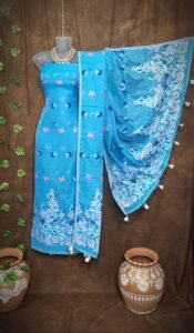Jhumka Lota Picton Blue Unstitched 2 Piece Jamdani Suit Set