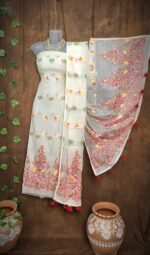 Jhumka Lota Light Cream Unstitched 2 Piece Jamdani Suit Set