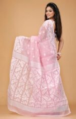 Light Mauve Soft Buti Korat Jamdani Saree With Blouse Piece