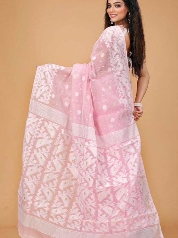 Light Mauve Soft Buti Korat Jamdani Saree With Blouse Piece