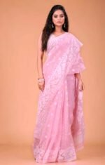 Light Mauve Soft Buti Korat Jamdani Saree With Blouse Piece - Image 2