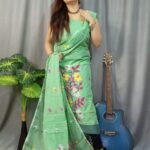 Lota Bahar Faded Green Unstitched 2 Piece Jamdani Suit Set