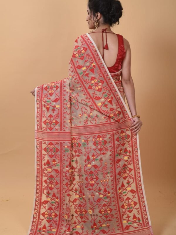 Mushroom Soft Dhakai Jamdani Saree