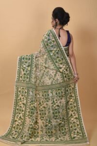 Mushroom Soft Dhakai Jamdani Saree