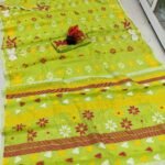 Nayan Tara Avocado Green Soft Jamdani Saree With Blouse Piece