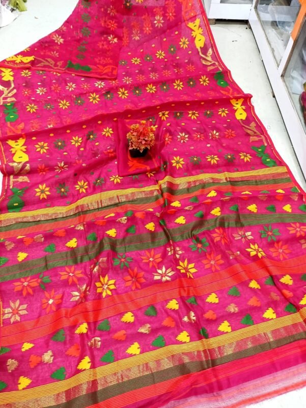 Nayan Tara Pink Soft Jamdani Saree With Blouse Piece