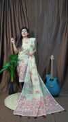 Pakhi Lota Cream Unstitched 2 Piece Jamdani Suit Set
