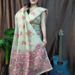 Pakhi Lota Cream Unstitched 2 Piece Jamdani Suit Set