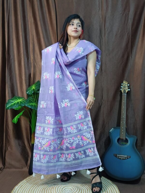 Pakhi Lota Lavender Unstitched 2 Piece Jamdani Suit Set